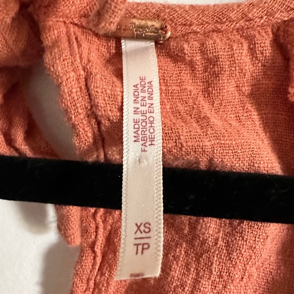 Free People Boho Orange Ginger Spice Zuri Ruffle Open Back Blouse size XS EUC - Picture 11 of 13